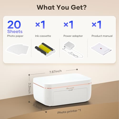 iDPRT 4x6 Photo Printer with 20 Sheets Photo Paper  1 Cartridge, Portable Instant Photo Printer for iPhone Android, Thermal Dye Sublimation, Wi-Fi Picture Printer