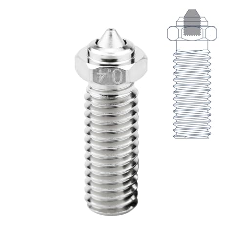 Upgrade Bimetal MY Düse 0.4 gehärtetes Stahl überzogenes Kupfer Kompatibel mit Volcano Heater Block Hotend Genius Pro Sidewinder X1 X2 FLSUN SR Vyper Kobra Max/Plus, Kobra 2 3D Drucker (0.4mm)