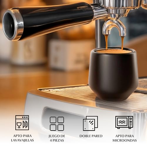 Miniatura 6 de Miamio - Set De 4 Tazas De Espresso 90 Ml Taza De Espresso, Tazas De Espresso De Cerámica, Taza Sin Asa, Tazas De Té Japonesas - Colección Luxe Black