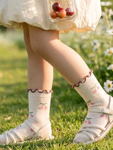 Image of Baby Toddler Girls Socks Grip Ruffle Non Slip Kids Cotton 12 Pack Socks | Premium Soft Cotton,Full Anti-Slip Grips,6 Month-7T Grippy Crew Socks for Girls,Daily School All Season Wear,Cute Ruffle Edge