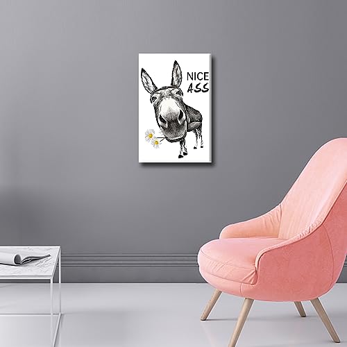 Funny Donkey Canvas Framed Bathtub Wall Art - Farmhouse Decor - 18" W x 12" H - Ready to Hang, Animals-34, 44L x 30W cm - Image 3