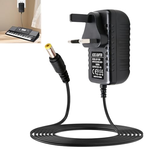 12V 2A Power Adapter for Yamaha Keyboards, Replacement Charger