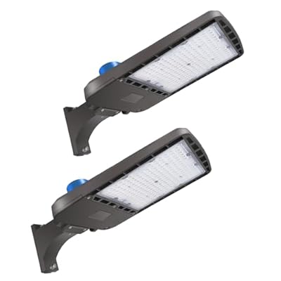 Run Bison LED Parking Lot Light 200W/150W/100W Adjustable, 26000LM 5000K Adjustable Arm Mount LED Street Light with Dusk to Dawn Photocell, 100-277V IP65 Waterproof Shoebox Light for gym-2PK