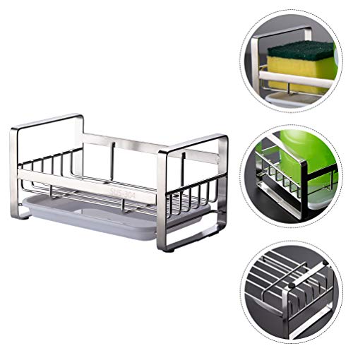 Cabilock Suporte de esponja pequeno organizador para pia de cozinha de aço inoxidável para escova de