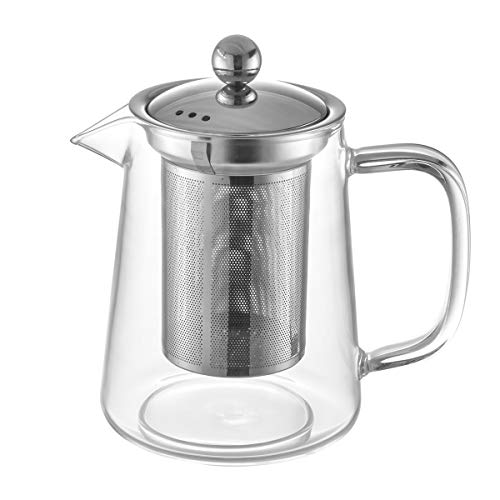 Bule Para Chá Em Vidro E Aço Inox com Infusor 800ml