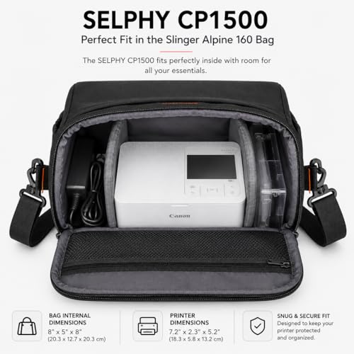 Image of Canon SELPHY CP1500 Wireless Compact Photo Printer White Bundle with KP-108IN Color Ink & Paper Set, Slinger Alpine 160 Shoulder Bag, Power Adapter, Paper Cassette and AC Cable (Black)