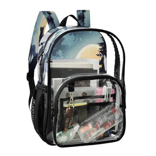 Wolf Clear Backpack - Stadium Approved Large 15.7-inch Waterproof Transparent Bag for Sports, Concerts, Work, Travel#2242