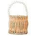 Lesulety Ręcznie tkany kosz do przechowywania z rączki perłowej okrągłe wiklinowe torba na plażę ślubną,Natural