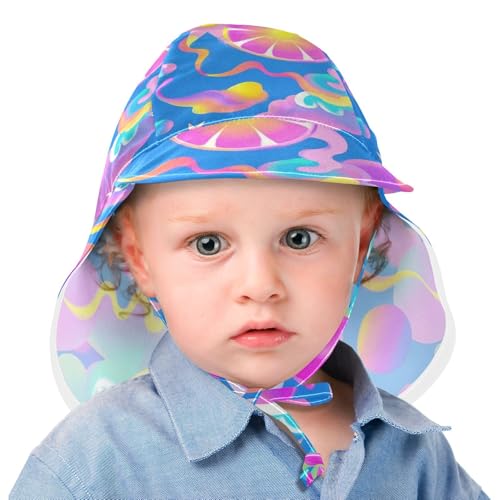 KLL Baby Boys Girls Beach Hat Boys Beach Caps Baby Girls UPF 50+ Protection Large Brim Traveling Swim Hat Colorful Star Sun Abstract Pattern2