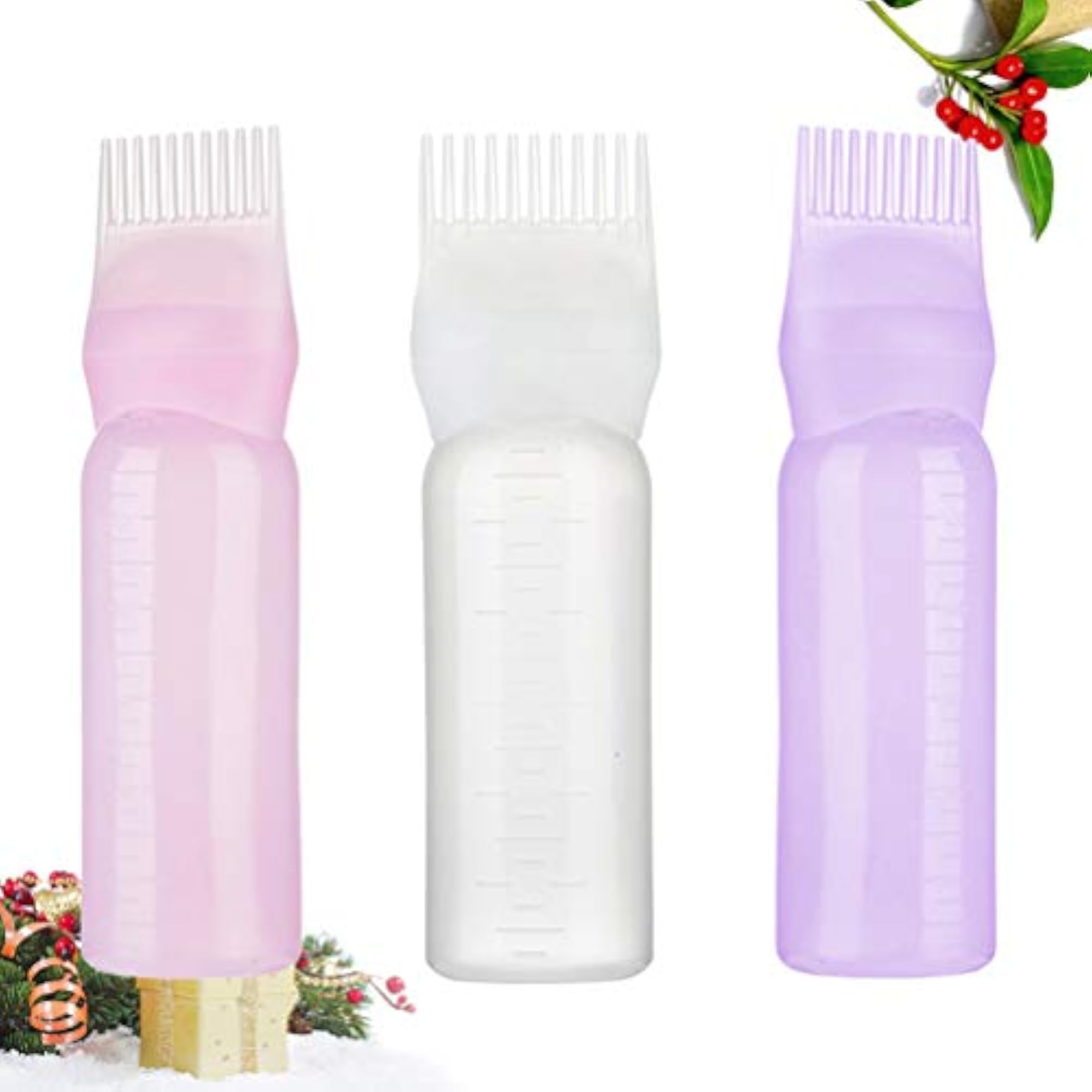 3pcs Hair Dye Bottle Root Comb Applicator Set
