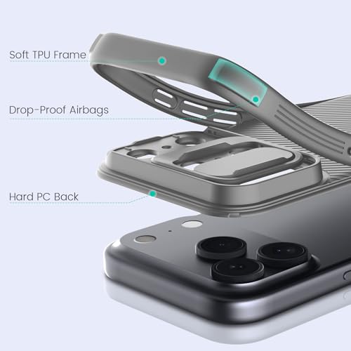 Image of Nillkin for iPhone 17 Pro Max Case with Slide Camera Cover, Thin Slim Fit, Shockproof Protective, Protector Privacy, Phone Case iPhone 17 Pro Max Camera Lens Protector 6.9 inch, Gray