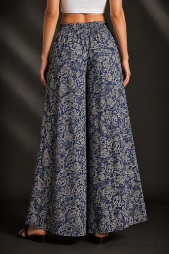 Image of Women Printed Palazzo Pants Combo Pack of 2, Comfortable Elastic Waist Lounge Pants for Women | Relaxed Fit, Loose Fitting Wide Leg Palazzo Pants, Casual Bottom (Available in S to 3XL Size)