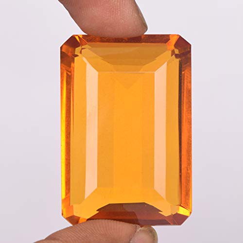 Gemhub Yellow Citrine Approx 50-60 Ct Emerald Cut Yellow Citrine, Faceted Birthstone Citrine Jewelry Making Loose Gemstone #TOP1