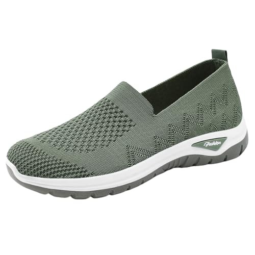 Zapatillas deportivas para mujer, de ajuste ancho, transpirable, de malla, para correr, caminar, con soporte de arco, suela suave, antideslizantes, ortopédicas para mujer, Reino Unido, Green, 39.5 EU