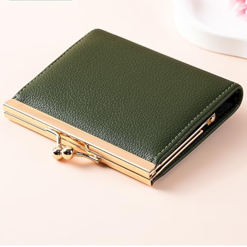Image of GOIACII Kiss Lock Small Credit Card Holder Wallet for Women Green