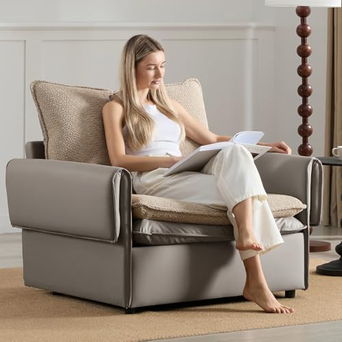 KUNPEZY Modern Leather Accent Chair