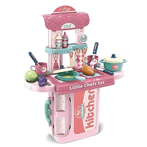 Plastic 3 in 1 Portable Pretend Food Party Role Cooking Kitchen Play Set Toy for Boys and Girls Pink (B0BHNLQ52S) Amazon Price History, Amazon Price Tracker