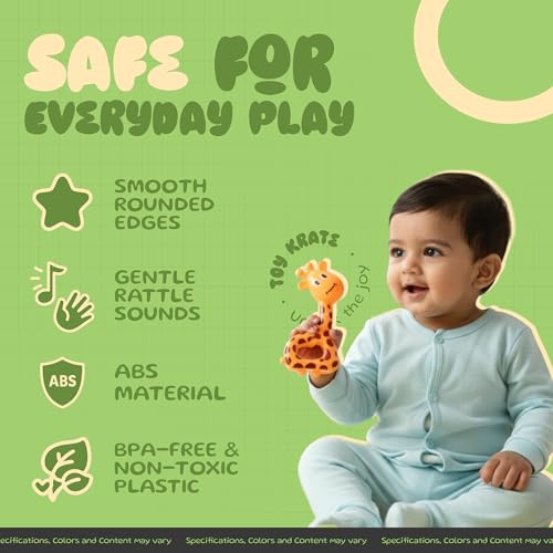 Image of Baby Rattle Set with Teether, 6 Pcs Baby Toys for Infants | BPA-free, lightweight design with smooth edges encourages grasping, sensory learning and comfortable everyday use