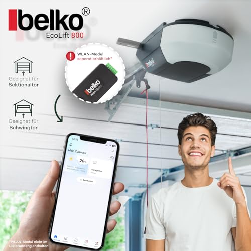 Belko® Garagentorantrieb EcoLift 800 für Schwing- & Roll-Tore bis 12m², inkl. 2 Fernbedienungen...