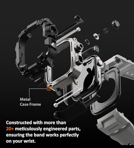 Image of ULTIMAL Rugged Case with Band for Apple Watch 46mm,Compatible with Apple Watch Series 11 /10, Military Grade Shockproof Bumper Cover for iWatch Tactical Band Men (46mm,Grey)
