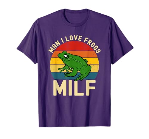 Funny Man I Love Frogs Milf Vintage Frog Lovers T-Shirt
