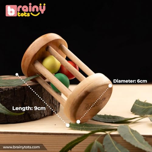 Image of Rolling Drum Rattle & Banana Busy Beads Rattle | Montessori Baby Toys for Sensory Play & Motor Skills | Safe, Durable Toys for Newborns 0+ Months