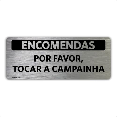 Placa Encomendas Tocar Campainha 8x20cm - Entrega Pedido Portaria Recebimento