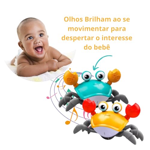Kit Pega Caranguejo - Brinquedo com Música, Que Anda e Evita Obstáculos Movido A USB E Prato Com Div
