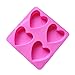 Produktbild Dylandy Kuchenformen, 4 Herzform, Fondant, Kekse, Eis, Schokolade, Silikon, handgefertigt, Seife, Muster, DIY Backgeschirr Werkzeuge