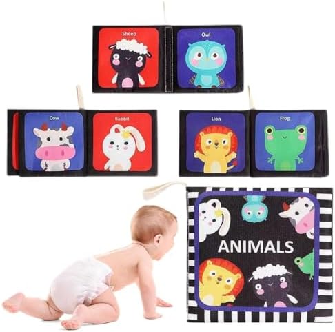 Libros Blandos para Bebés,1 Pieza,contraste libro bebé,Libro Sens...