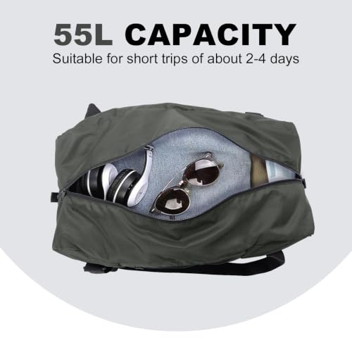 Image of HOLYLUCK Foldable Travel Duffel Bag For Women & Men Luggage Great for Gym - Large Dark Grey