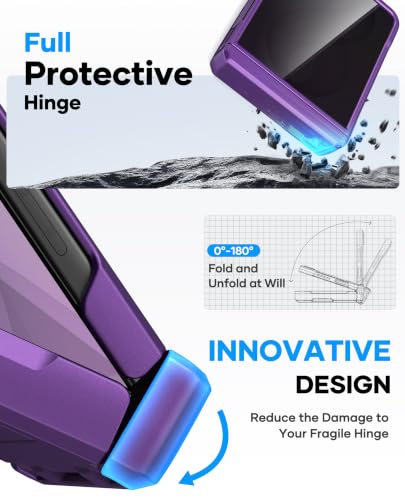 Image of for Samsung Z Flip 8 Case Wallet with Privacy Screen Protector, Dark Purple | Credit Card Holder (2-3 Cards), Hinge Protector, Military Grade Drop Protection, Rugged Durable Cover for Galaxy ZFlip 8
