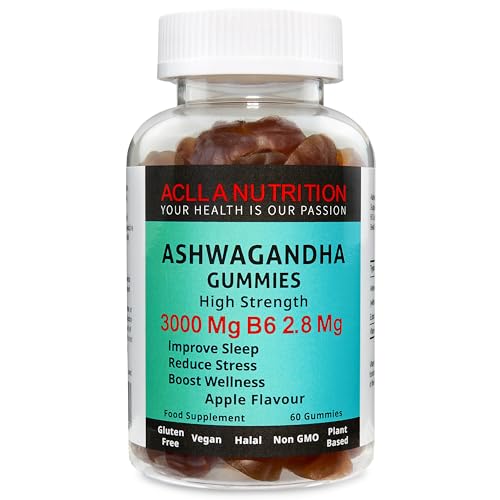 Ashwagandha Gummies 3000Mg & B6 2.8 Mg High-Strength Botanical Ex...