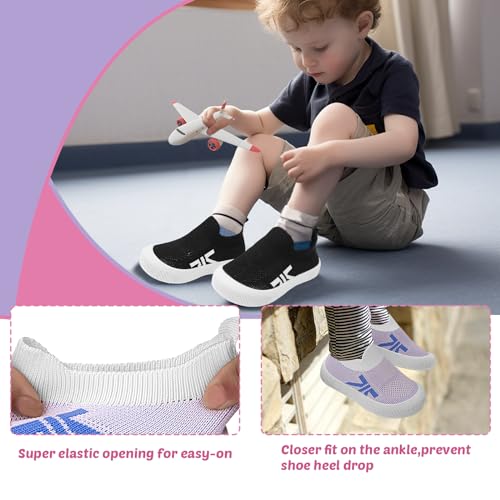 Toddler Summer First Walking Shoes Breathable Non-Slip Soft Sole Wide Toddler Shoes Tennis Sneakers Knitted Mesh Elastic Sock Shoes for Baby Boy Girl Outdoor Indoor Walker Shoes3