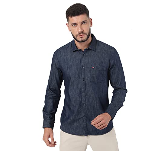 Image of Arvind Men Blue Cotton Shirt