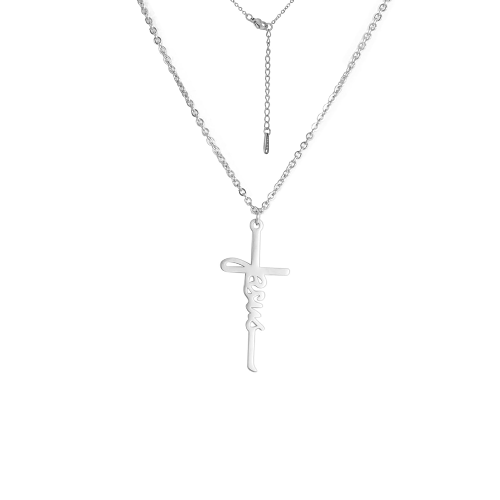 LGBBTI Christian Cross Pendant Necklace for Women Men Religious Jewelry Gifts Jesus Faith Accessory, Sliver