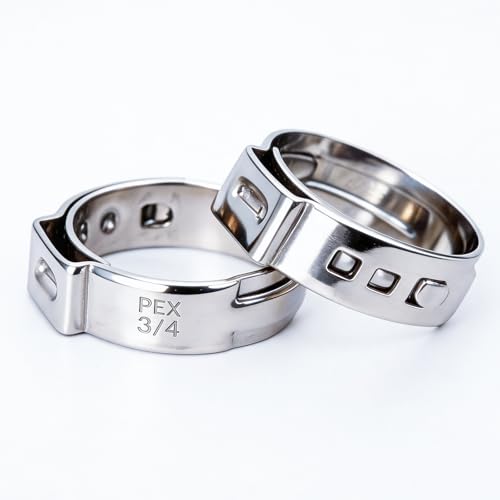 KAINGA 3/4 Inch PEX Crimp Rings Stainless Steel Fitting Clamps Hose Cinch Clamp Rings for PEX Tubing Plumbing and Water Supply Connections 50 Pack