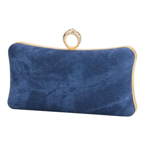 Image of Womens Golden Glitter Clutch Purse Pleated Evening Bag for Bridal Wedding Party with Rhinestone Ring