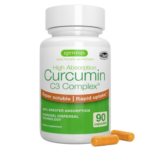 Igennus Advanced Curcumin C3 Complex 300% Greater Absorption & Rapid Uptake 95% Standardised Extract 90 Servings Clean Label Vegan Supplement 1-a-Day 90 Capsules