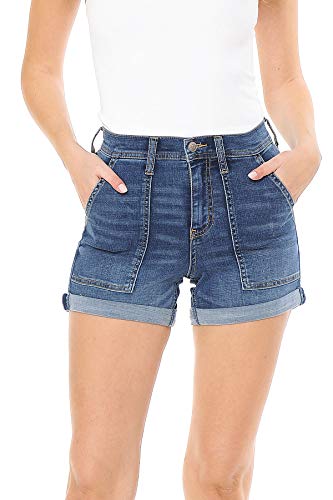 Celebrity Pink Women's Juniors High Rise Retro Denim Shorts (5, Medium Denim)