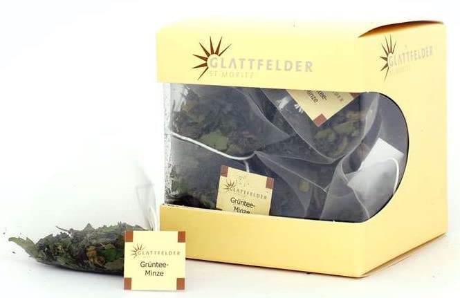 Glattfelder St. Moritz, Schweiz - Organic Minzgrüner Tee (Chinesischer Bio-Grüntee mit marokkanischer Minze) - 2 x 15 Teebeutel (30 Pyramide Teebeutel)