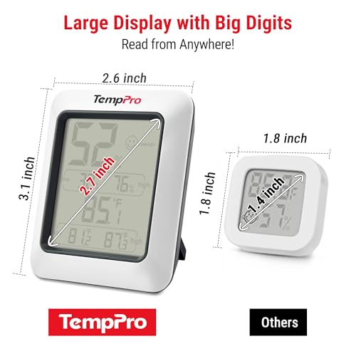 Image of TempPro TP50 2 Pieces Digital Hygrometer Indoor Thermometer Room Thermometer and Humidity Gauge with Temperature Humidity Monitor(Previously ThermoPro) (Pack of 3)