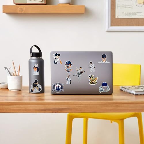 Image of 50 PCS American Sport Team Stickers Pack for Water Bottle, Laptop, Bicycle, Computer, Motorcycle, Travel Case, Car Decal Decoration Sticker (50 Pcs Baseball New York Stickers)