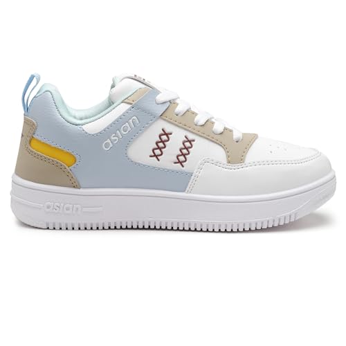 Image of ASIAN Women's Trendy-03 White Casual Sneaker Shoes with Ultra Soft Cushion Lightweight Lace-Up Shoes for Women's & Girl's