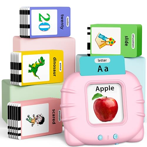 Image of Eaever ABC Talking-Flash-Cards with 252 Sight Words, Easter Birthday Gifts for Girls 2 3 4 5 6 Years, Language Therapy Toys for Autistic Children, Learning Toys for Toddlers Ages 2-6, Pink