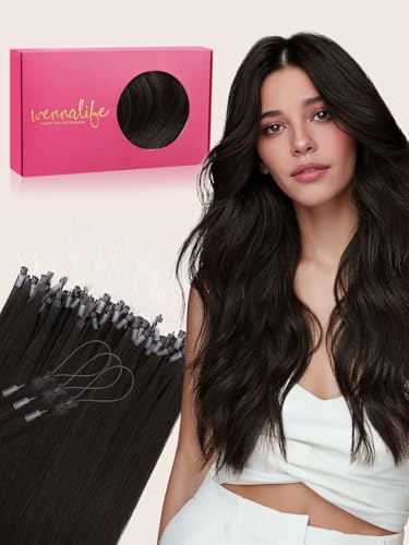 Image of WENNALlFE T Lock Tip Hair Extensions Human Hair, 50g 60s 20 Inch Dark Brown Remy Hair Microlink Hair Extensions Real Human Hair Seamless Micro Loop Soft Reusable Micro Bead Extensiones De Cabello