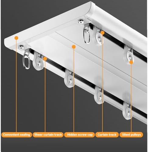 Ultra-Thin Aluminum Alloy Corner Curtain Track System with Adapter, 2.1m/6.9ft, Ideal for Living Room, Bedroom, Office, Room Divider & Home Décor