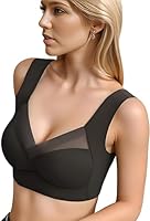 Fabluk&reg; Supreme Comfort Silk Smooth Bra - L-3XL Plus Size, Stretch Fashion,Running,Shockproof Brassiere Top, Comfortable & Breathable, Non-Trace, Double Padded with Support,Push Up Bra (XL, Black)
