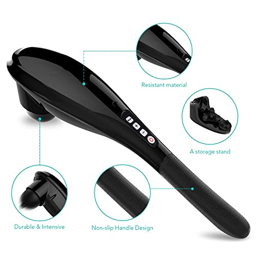 Massagegerät Kabelloses für Nacken Schulter Rücken, Elektrisches Handmassagegerät mit 5 abnehmbare Massageaufsätze, einstellbare Massagegeschwindigkeit, Tiefenwirksame Massage zur Entspannung - Image 6