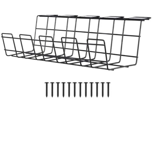 Organizador de Cabos e Fios de Metal Para Organização de Escritório Mesa Por Parafuso Em Grade Suporte Ideal Para Home Office Setup Esconder Passa Fios Calha Supra Supply (Preto)